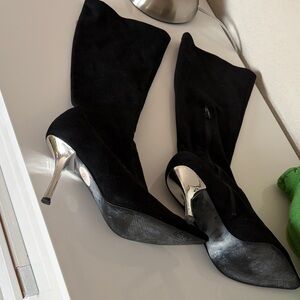 Guess Black and Silver Heeled Boots